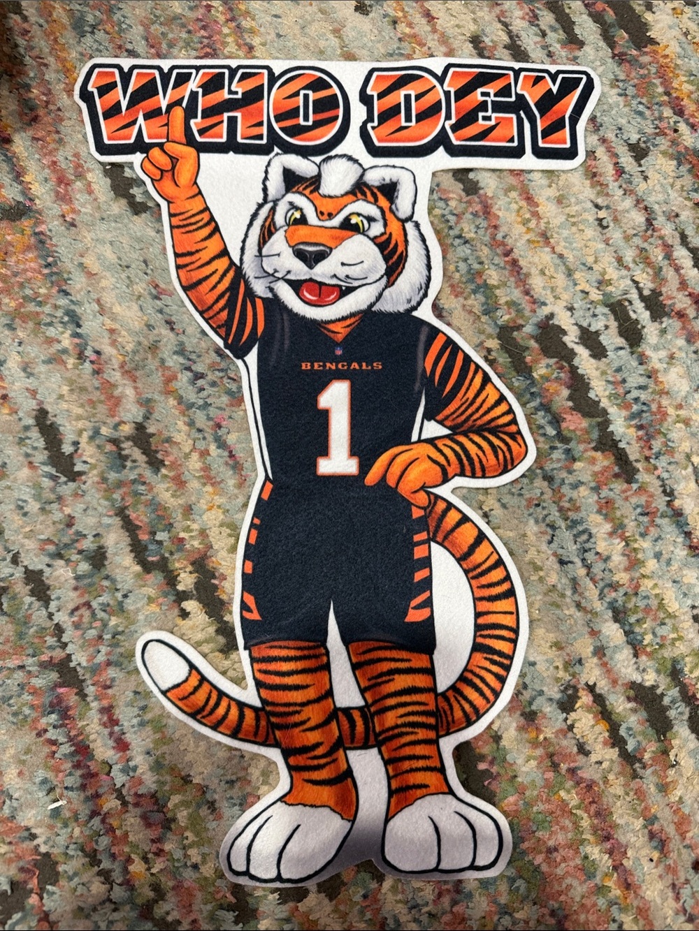 Bengals 'Who Dey' Tiger Mascot Decal - Orange & Black